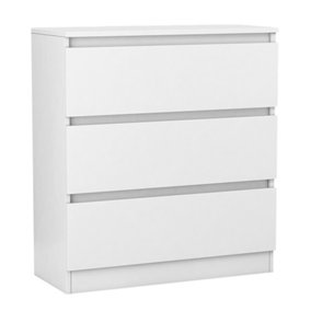 SunDaze Chest of Drawers Storage Bedroom Furniture Cabinet 3 Drawer White 70x40x77cm