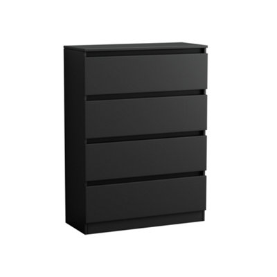 SunDaze Chest of Drawers Storage Bedroom Furniture Cabinet 4 Drawer Black 70x40x95.5cm