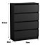 SunDaze Chest of Drawers Storage Bedroom Furniture Cabinet 4 Drawer Black 70x40x95.5cm