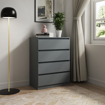 SunDaze Chest of Drawers Storage Bedroom Furniture Cabinet 4 Drawer Dark  Grey 70x40x95.5cm