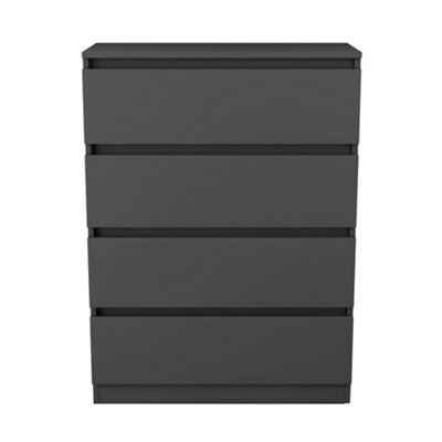 SunDaze Chest of Drawers Storage Bedroom Furniture Cabinet 4 Drawer Dark Grey 70x40x95.5cm