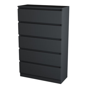 SunDaze Chest of Drawers Storage Bedroom Furniture Cabinet 5 Drawer Black 70x40x112cm