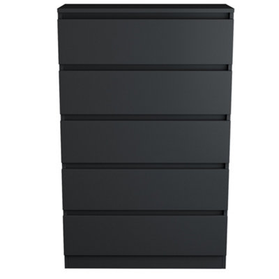 SunDaze Chest of Drawers Storage Bedroom Furniture Cabinet 5 Drawer Dark Grey 70x40x112cm