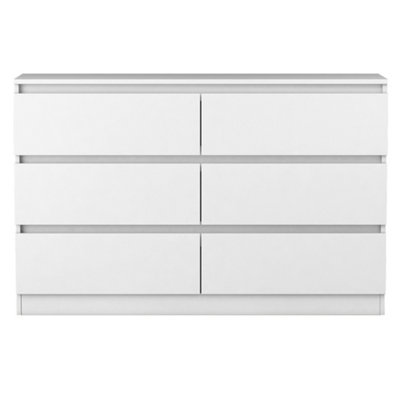 SunDaze Chest of Drawers Storage Bedroom Furniture Cabinet 6 Drawer White 120x30x77cm