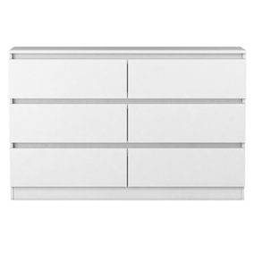 SunDaze Chest of Drawers Storage Bedroom Furniture Cabinet 6 Drawer White 120x30x77cm