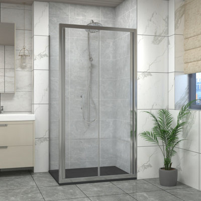 Gallery Detail: Sundaze Chrome 1000Mm Bi Fold Door 900Mm Side Panel Screen
