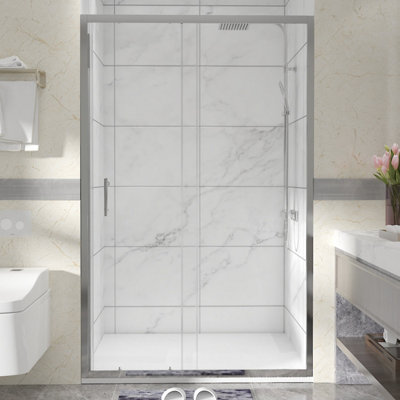 SunDaze Chrome Sliding Door Shower Enclosure (W)1200mm with White 1200x800mm Shower Tray