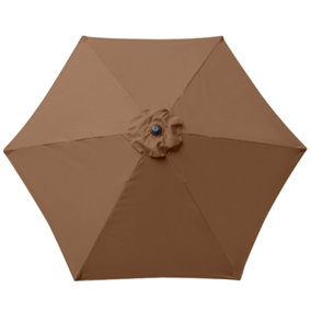 SunDaze Coffee Replacement Parasol Fabric Garden Umbrella Canopy Cover for 2.5m 6 Arm Parasols