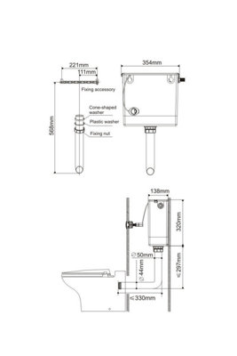 SunDaze Concealed WC Toilet Cistern with Compact Dual Flush Top Access