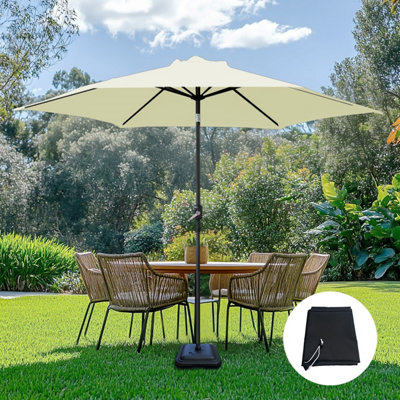 SunDaze Cream 2.5M Garden Parasol Umbrella Outdoor Patio Tilting Crank ...