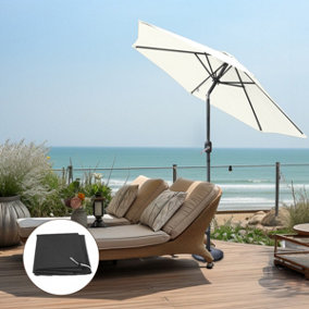 SunDaze Cream 2.5M Round Garden Parasol Outdoor Patio Umbrella, Base Weights & Weather Protective Cover