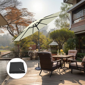 SunDaze Cream 3M Round Garden Parasol Outdoor Patio Umbrella, Base Weights & Weather Protective Cover
