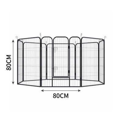 SunDaze Dog Playpen 8 Panel Foldable Cat Puppy Exercise Pen Heavy-Duty Pet Fence 80cm H x 80cm W - 8