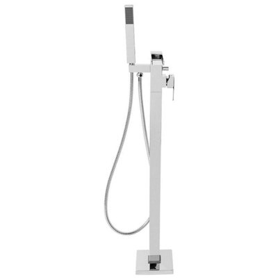 SunDaze Free Standing Bath Shower Mixer Tap Bathroom Floor Standing Square Filler Kit