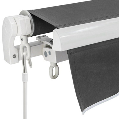 SunDaze Garden Manual Retractable Awning Patio Canopy Sun Shade Shelter Angle Adjustable 4x3M Grey