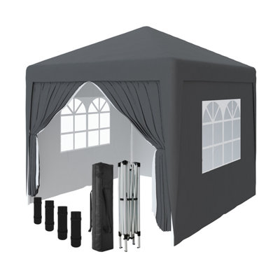 SunDaze Garden Pop Up Gazebo Party Tent Camping Marquee Canopy with 4 Sidewalls Carrying Bag Anthracite 2.5x2.5M DIY at B Q
