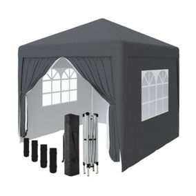 SunDaze Garden Pop Up Gazebo Party Tent Camping Marquee Canopy with 4 Sidewalls Carrying Bag Anthracite 2.5x2.5M