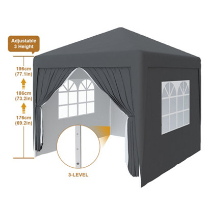 SunDaze Garden Pop Up Gazebo Party Tent Camping Marquee Canopy with 4 Sidewalls Carrying Bag Anthracite 2x2M