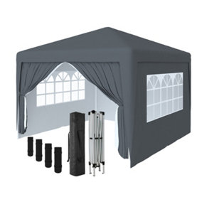 SunDaze Garden Pop Up Gazebo Party Tent Camping Marquee Canopy with 4 Sidewalls Carrying Bag Anthracite 3x3M