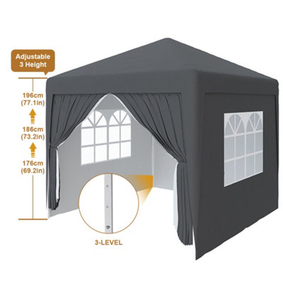 SunDaze Garden Pop Up Gazebo Party Tent Camping Marquee Canopy with 4 Sidewalls Carrying Bag Anthracite 3x3M - 3