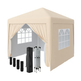 SunDaze Garden Pop Up Gazebo Party Tent Camping Marquee Canopy with 4 Sidewalls Carrying Bag Beige 2.5x2.5M