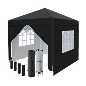 SunDaze Garden Pop Up Gazebo Party Tent Camping Marquee Canopy with 4 Sidewalls Carrying Bag Black 2.5x2.5M