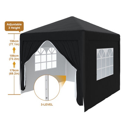 SunDaze Garden Pop Up Gazebo Party Tent Camping Marquee Canopy with 4 Sidewalls Carrying Bag Black 3x3M