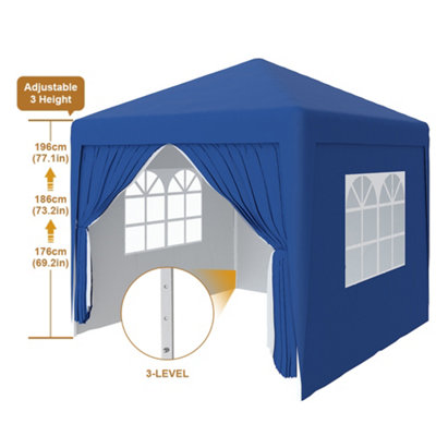 SunDaze Garden Pop Up Gazebo Party Tent Camping Marquee Canopy with 4 Sidewalls Carrying Bag Blue 2.5x2.5M