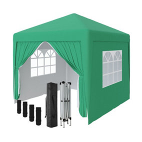 SunDaze Garden Pop Up Gazebo Party Tent Camping Marquee Canopy with 4 Sidewalls Carrying Bag Green 2.5x2.5M