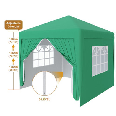 SunDaze Garden Pop Up Gazebo Party Tent Camping Marquee Canopy with 4 Sidewalls Carrying Bag Green 2x2M
