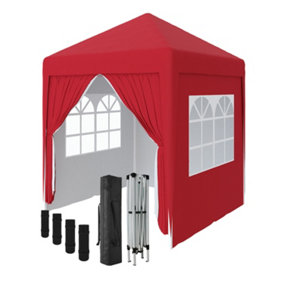 SunDaze Garden Pop Up Gazebo Party Tent Camping Marquee Canopy with 4 Sidewalls Carrying Bag Red 2x2M