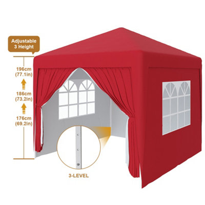 SunDaze Garden Pop Up Gazebo Party Tent Camping Marquee Canopy with 4 Sidewalls Carrying Bag Red 2x2M