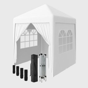 SunDaze Garden Pop Up Gazebo Party Tent Camping Marquee Canopy with 4 Sidewalls Carrying Bag White 2x2M