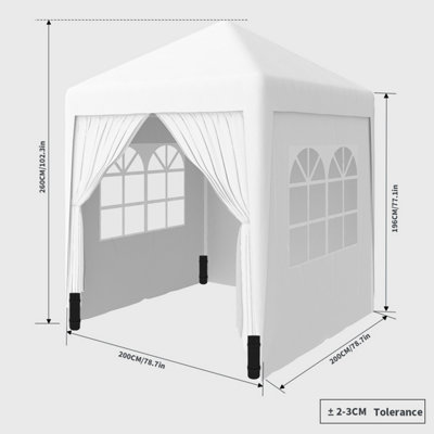 SunDaze Garden Pop Up Gazebo Party Tent Camping Marquee Canopy with 4 Sidewalls Carrying Bag White 2x2M