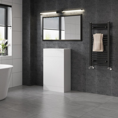 SunDaze Gloss White 500mm Bathroom Freestanding WC Toilet Cabinet Back To Wall Unit