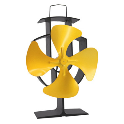 SunDaze Gold 4 Blade Heat Powered Stove Fan Eco Friendly Wood Log Burner Fireplace
