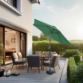 SunDaze Green 2.5M Garden Parasol Outdoor Patio Tilting Umbrella Crank Handle with Base