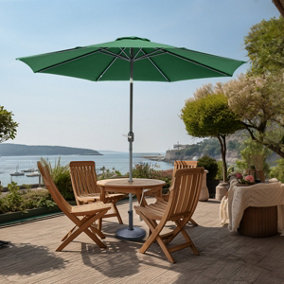 SunDaze Green 2.7M Round Patio Crank Tilt Umbrella Outdoor Garden Parasol with Base
