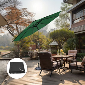 SunDaze Green 3M Round Garden Parasol Outdoor Patio Umbrella, Base Weights & Weather Protective Cover