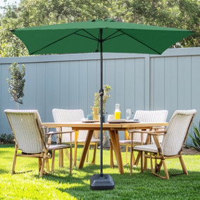 SunDaze Green Rectangle 2x3M Garden Parasol Outdoor Patio Tilt Umbrella Crank Handle with Base