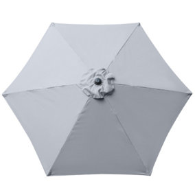 SunDaze Grey Replacement Parasol Fabric Garden Umbrella Canopy Cover for 2.5m 6 Arm Parasols