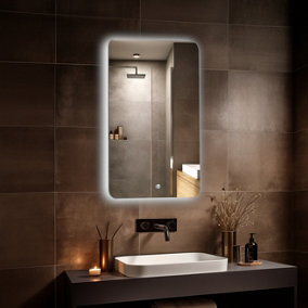 SunDaze Illuminated LED Bathroom Mirror with Touch Switch Anti-Fog Demister Heated Pad Mirrors Horizontal & Vertical 600x800mm