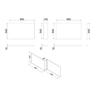 SunDaze L Shaped Front Bath Panels for Bathroom Soaking Bathtub Calm Grey 1700mm