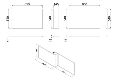 SunDaze L Shaped Front Bath Panels for Bathroom Soaking Bathtub Walnut 1700mm