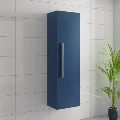 SunDaze Matt Blue 1200mm Bathroom Wall Mounted Tall Storage Unit Cupboard Cabinet