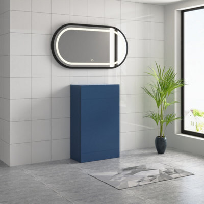 SunDaze Matt Blue 500mm Bathroom Freestanding WC Toilet Cabinet Back To Wall Unit