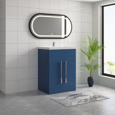 SunDaze Matt Blue Bathroom Furniture 600mm Vanity Unit Sink Basin ...