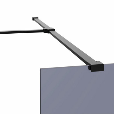 SunDaze Matte Black 8mm Walk In Shower Enclosure Wet Room Grey Glass Screen Pack 1400mm and 800mm Panels - 3