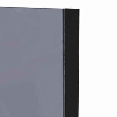 SunDaze Matte Black 8mm Walk In Shower Enclosure Wet Room Grey Glass Screen Pack 1400mm and 800mm Panels - 5