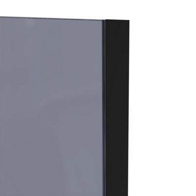SunDaze Matte Black 8mm Walk In Shower Enclosure Wet Room Grey Glass Screen Pack 900mm and 800mm Panels - 5